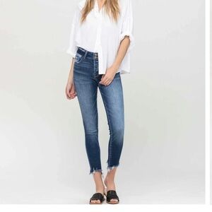 Flying Monkey Mid Rise Double Button Dark Blue Ankle Jeans